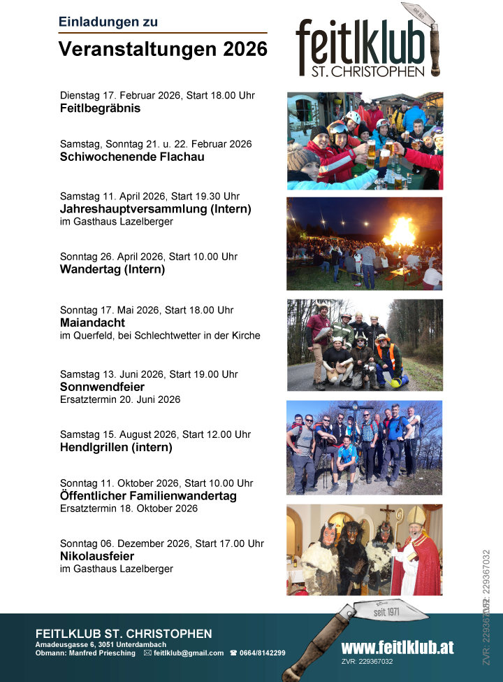 Veranstaltungskalender 2026